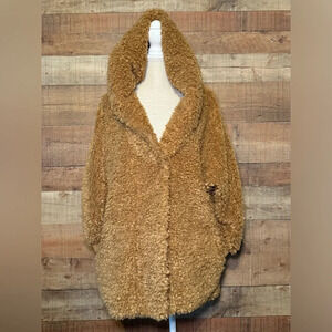 SageCollective Faux Fur Teddy Bear Coat Jacket size XS Oversized Boho